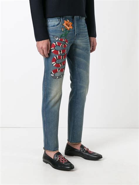 embroidered gucci jeans men|designer jeans for guys gucci.